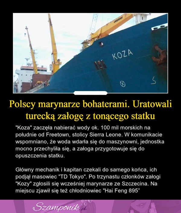 Polscy marynarze bohaterami! Uratowali turecką załogę z tonącego statku...