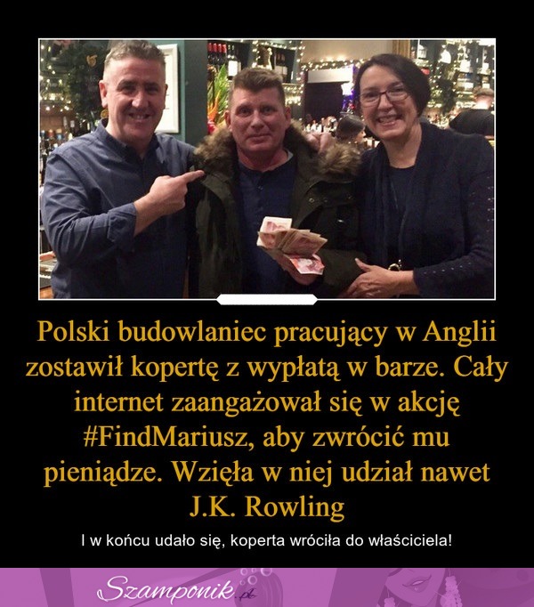 Polski budowlaniec pracujący w Anglii zostawił kopertę z wypłatą w barze. Cały internet zaangażował się w akcję #FindMariusz!