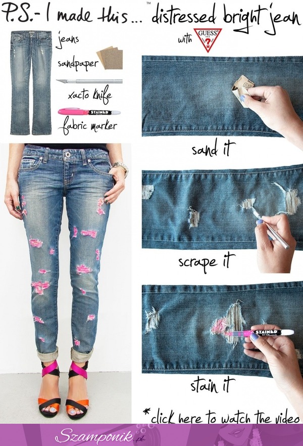 Jak zrobić poszarpane spodnie! Różowe ;)