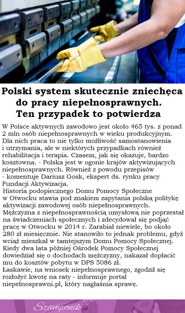 Polski system SKUTECZNIE zniechęca do pracy NIEPEŁNOSPRAWNYCH. Ten przypadek to potwierdza!