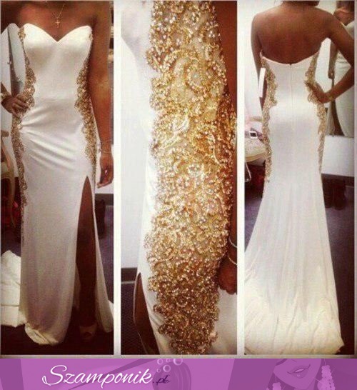 Biało złota suknia