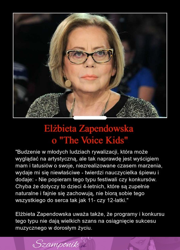 Elżbieta Zapendowska o "The Voice Kids"