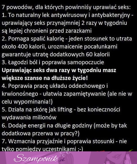 7 powodów dla których powinniśmy uprawiać seks