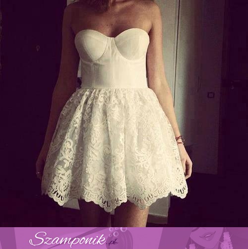 Biała, koronkowa sukienka