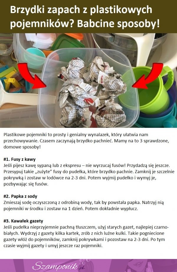 Brzydki zapach z plastikowych pojemników? Babcine sposoby!