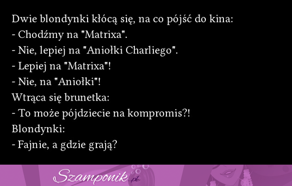 Dwie blondyki kłócą się, na co pójść do kina, mega kawał :D