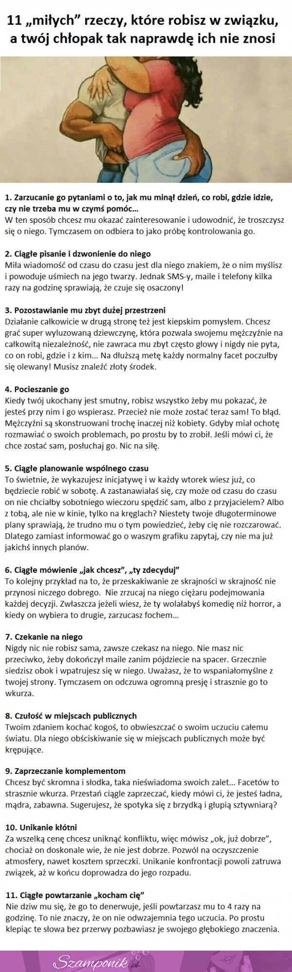 11 "miłych rzeczy" które robisz w związku, a Twój chłopak tak naprawdę ich nie znosi!