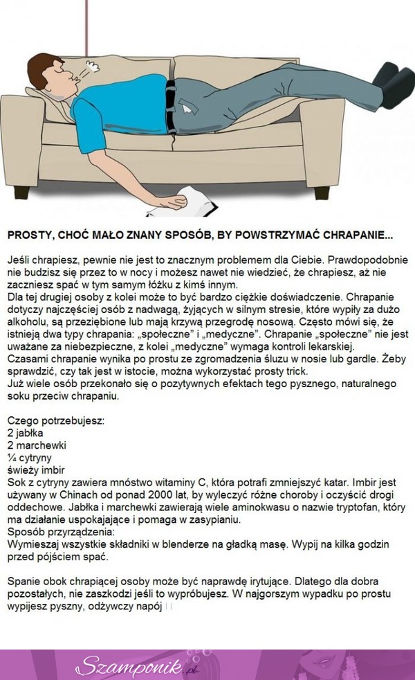 Prosty, choć mało znany sposób, by powstrzymać chrapanie