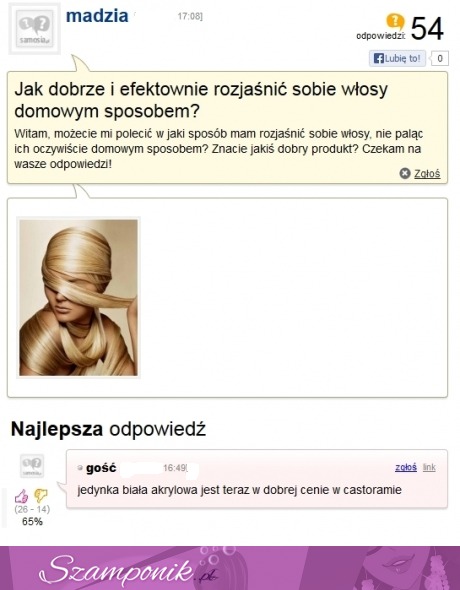 Chcesz rozjaśnić sobie włosy domowym sposobem- dobry sposób! haha