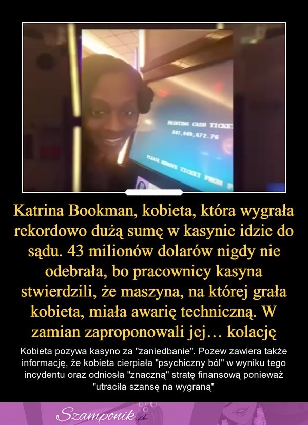 Kobieta wygrała rekordowo dużą sumę w kasynie, ale pracownicy jej nie wypłacili...