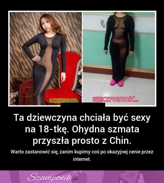 Ta dziewczyna chciala być seksowna, ale zamówiła sukienkę z Chin. Beka xD