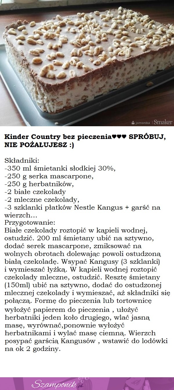 Kinder Country bez pieczenia! Spróbuj, a nie pożałujesz!