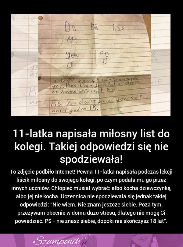 11 - latka napisała miłosny list do kolegi. Takiej odpowiedzi się nie spodziewała!!!