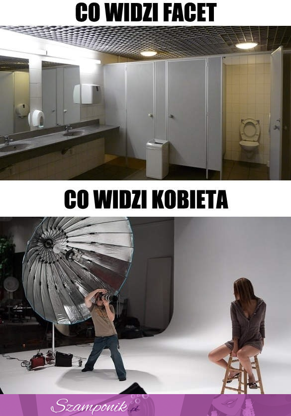 Zobacz co widzi facet,a co kobieta będąc w toalecie, hahah! :D