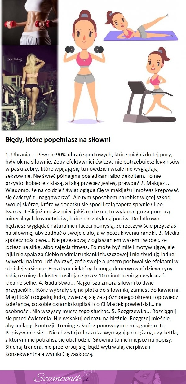 Błędy, które popełniasz na siłowni ;)