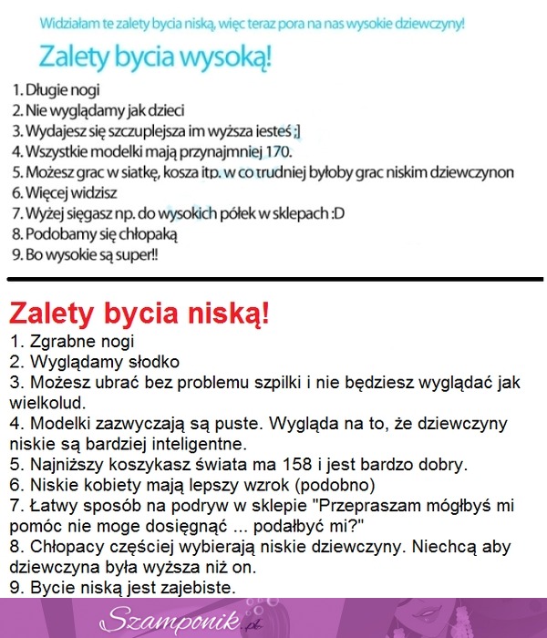 Zobacz zalety bycia niską i wysoką! ;)