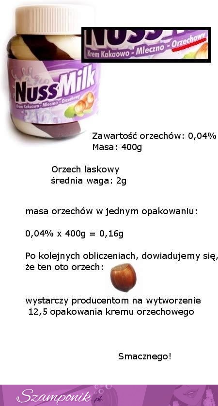 Prawda może być szokująca... co zawiera NussMilk?