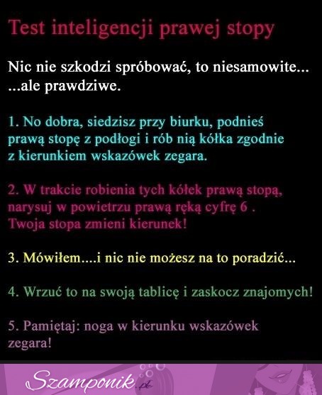 Test inteligencji prawej stopy, zrób go koniecznie! :D Ja poległam haha