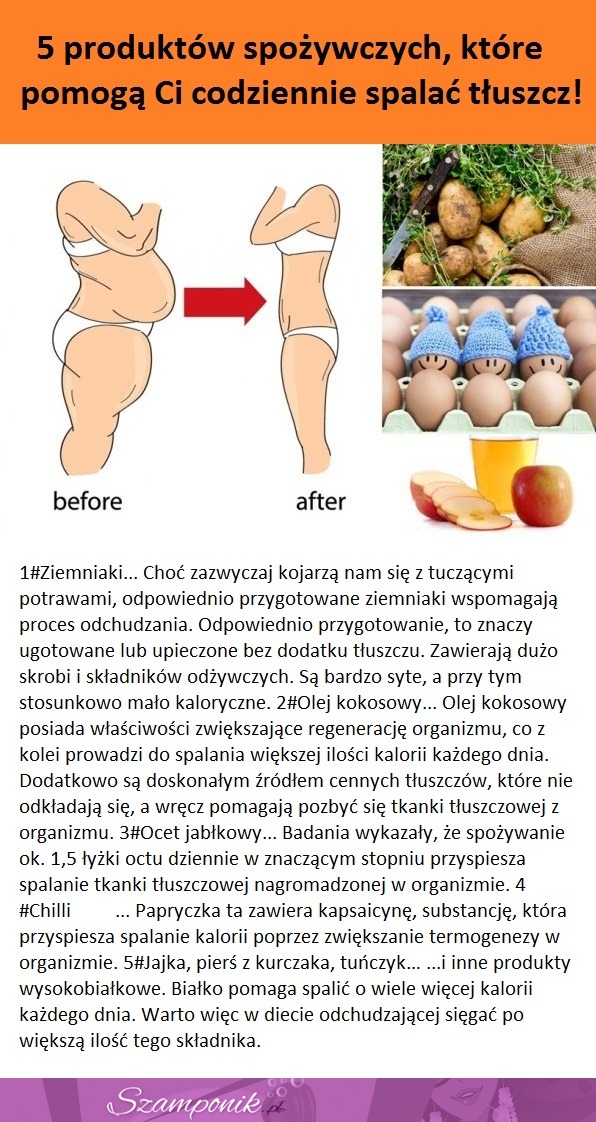 5 produktów spożywczych, które pomogą Ci codziennie spalać tłuszcz!