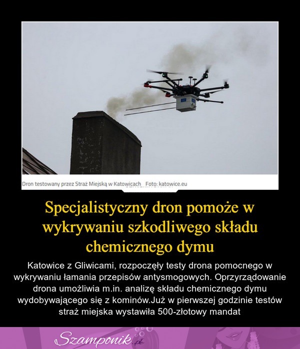 Specjalistyczny dron pomoże w wykrywaniu szkodliwego składu chemicznego dymu