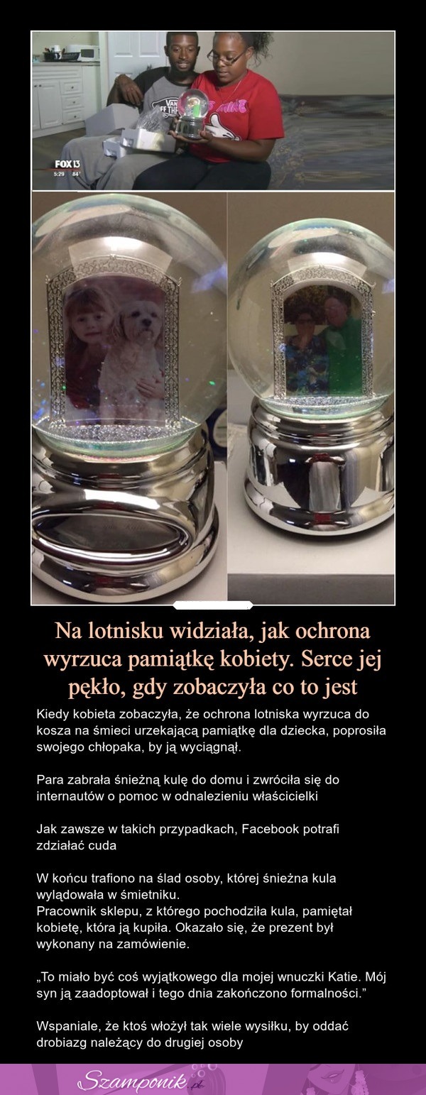 Na lotnisku widziała jak ochrona wyrzuca pamiątkę kobiety. Serce jej pękło, gdy zobaczyła co to jest