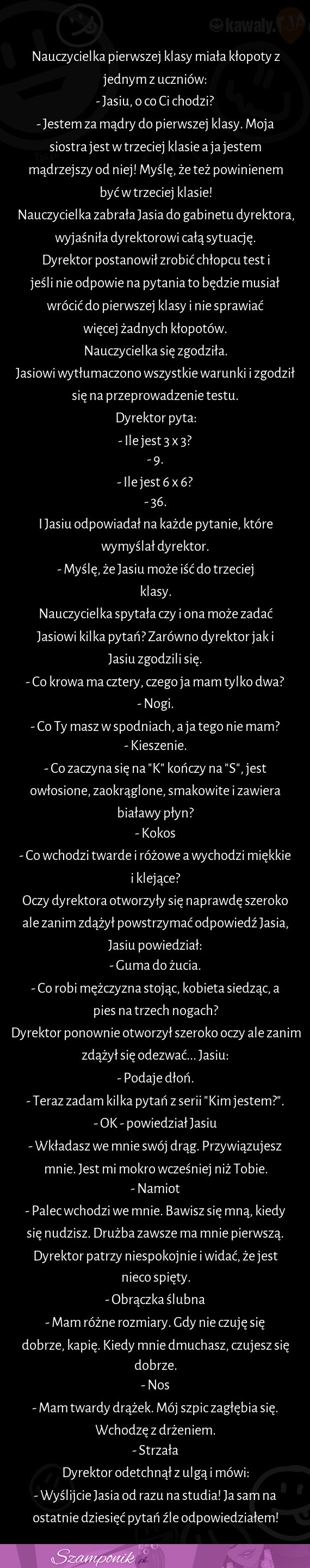 Jasiu odpowiedział prawidłowo na wszystkie pytania... SZOK!