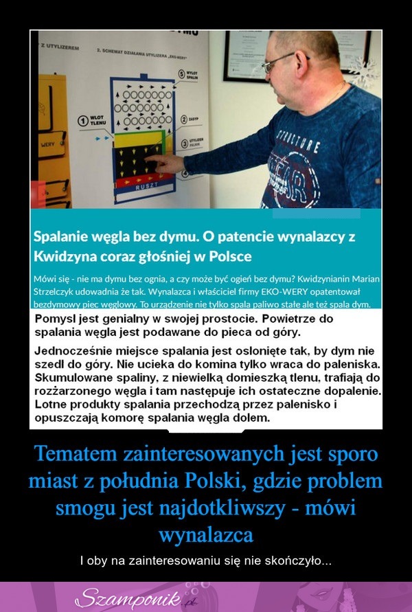 Już nie będzie problemu ze SMOGIEM? Spalanie węgla bez dymu - o patencie wynalazcy z Kwidzyna.