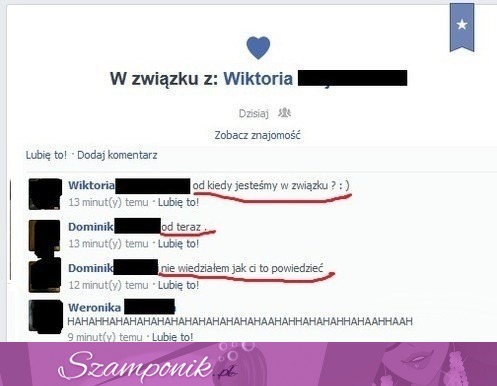 Nie warto spieszyć się ze zmianą związku na fb... Zobacz co mu odpisała