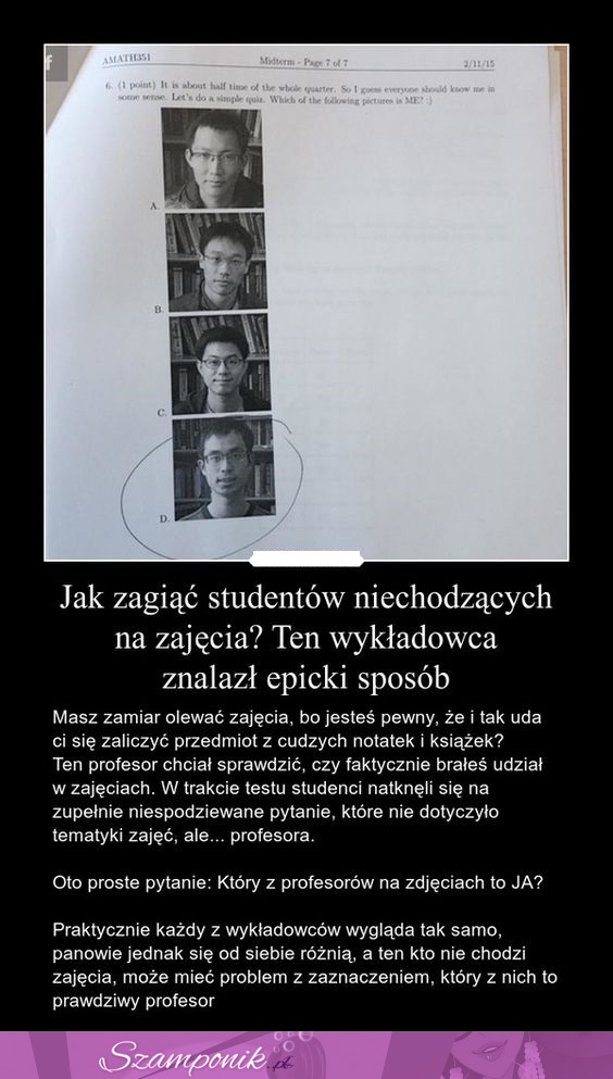 Ten wykładowca znalazł sposób, jak zagiąć studentów niechodzących na zajęcia :D