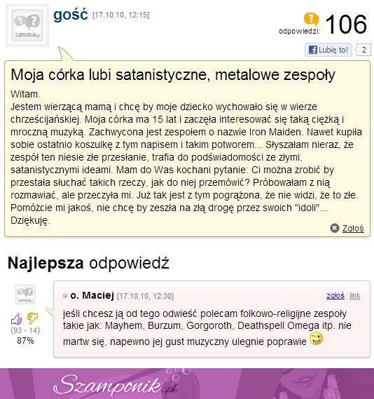 Córka lubi satanistyczne zespoły! Co powinna zrobić zdesperowana matka! ;)