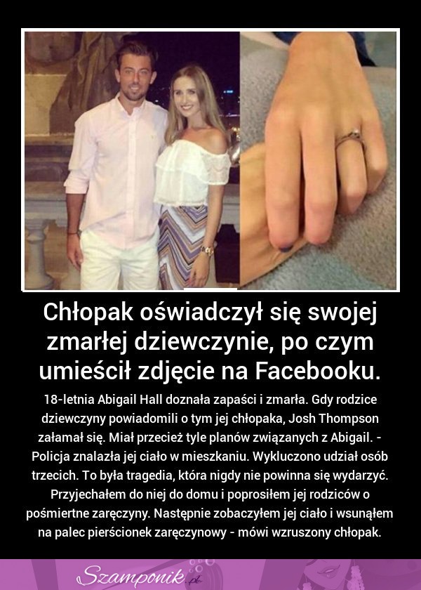 Chłopak oświadczył się swojej ZMARŁEJ dziewczynie i umieścił to zdjęcie na Facebooku...