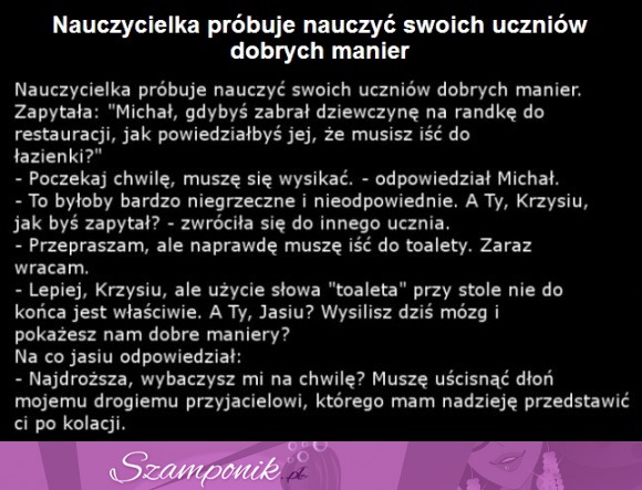 Nauczycielka próbuje nauczyć dobrych manier swoich uczniów