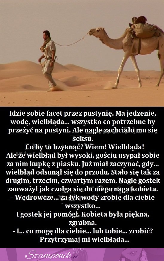 Idzie sobie facet przez pustynię i zachciało mu się seksu... Ale zakończenie! ;)