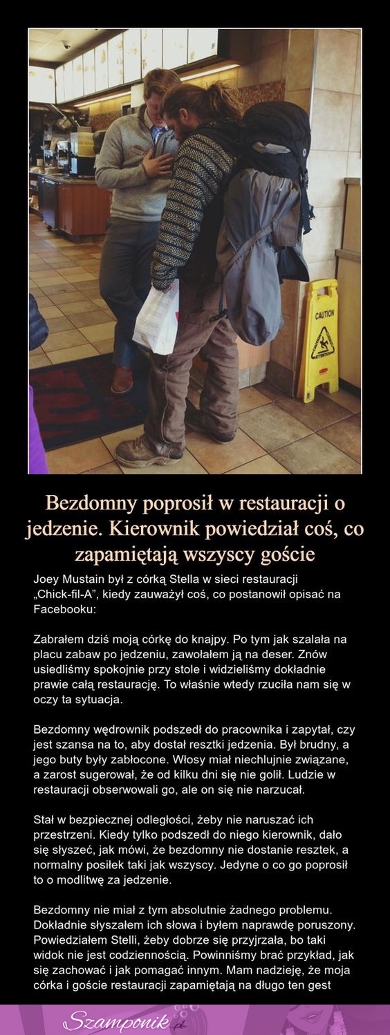 Goście restauracji zapamiętają ten gest na długo! Dobra lekcja życia