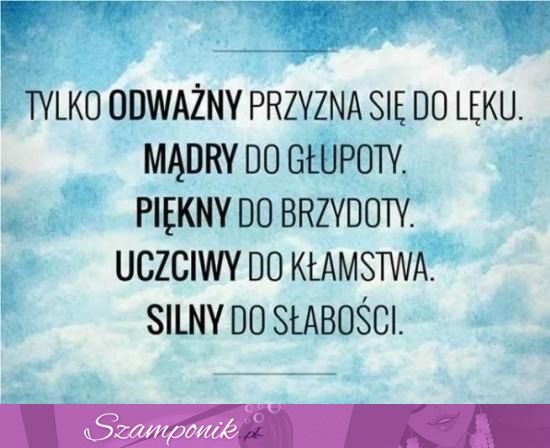 Tylko odważny przyzna się do...