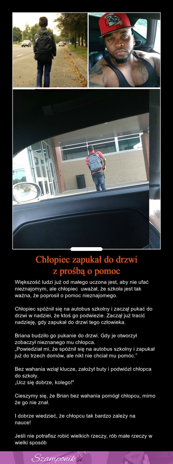 Chłopiec zapukał do drzwi z prośbą o pomoc...