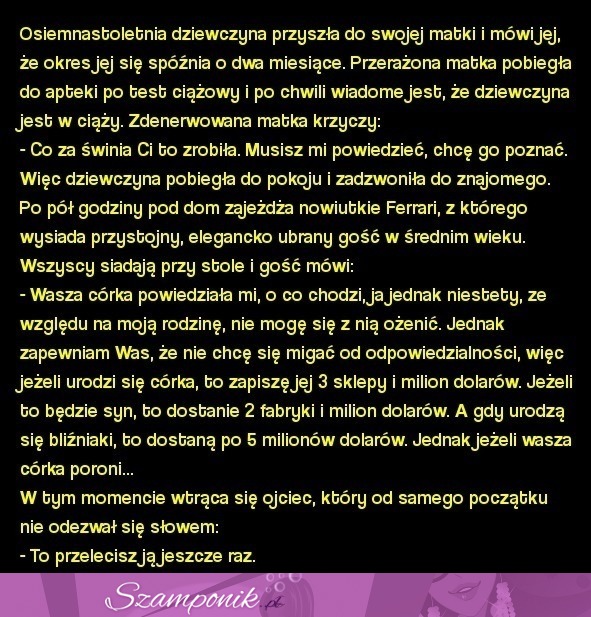 Kawał na dziś: 18letnia dziewczyna i spóźniający się dwa miesiące okres