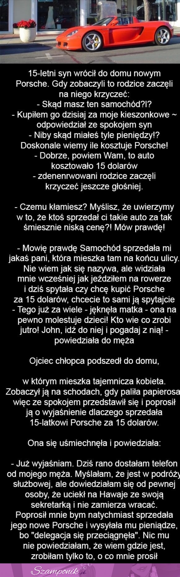 15letni SYN wrócił do domu nowym PORSCHE! Zobacz tą ŚMIESZNĄ HISTORIĘ ;D