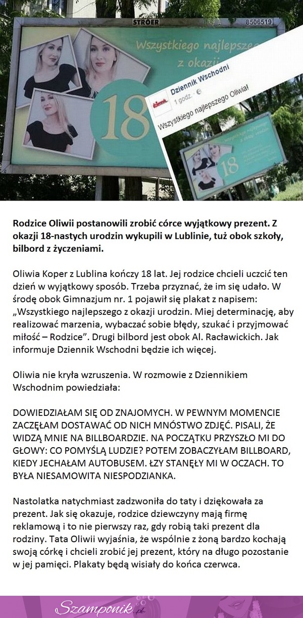 Rodzice Oliwii postanowili zrobić córce wyjątkowy prezent!