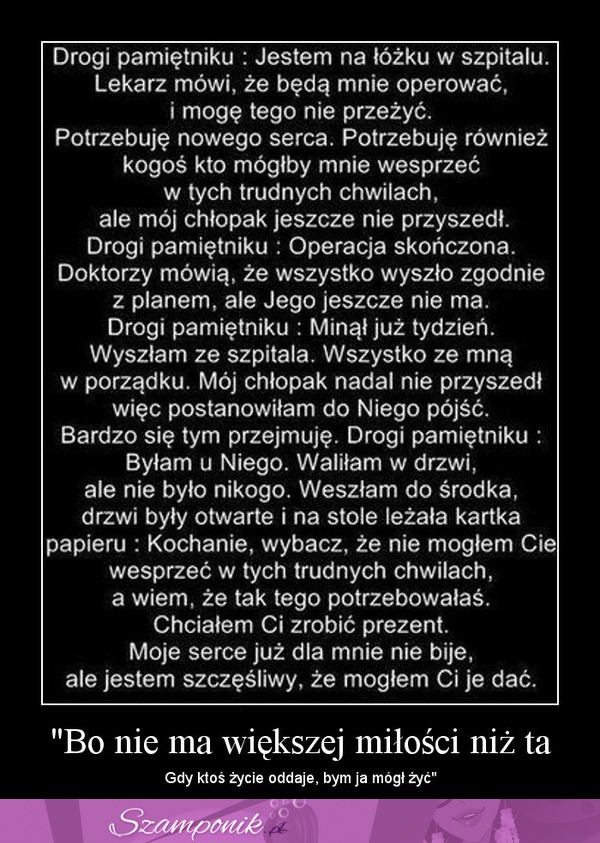 Poruszająca historia pewnej zakochanej pary... Przeczytaj do końca!