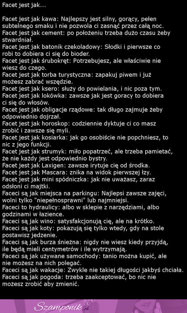 Facet jest jak... kosiarka, strumyk, mascara Zobacz dlaczego! Śmieszne