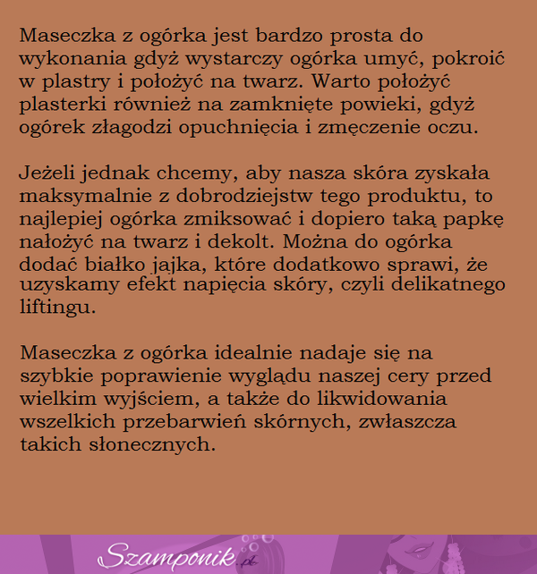 Maseczka z ogórka... ŚWIETNA!