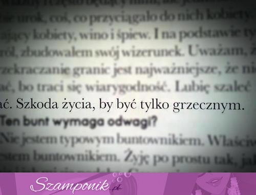 Szkoda życia, by być tylko grzecznym ;D