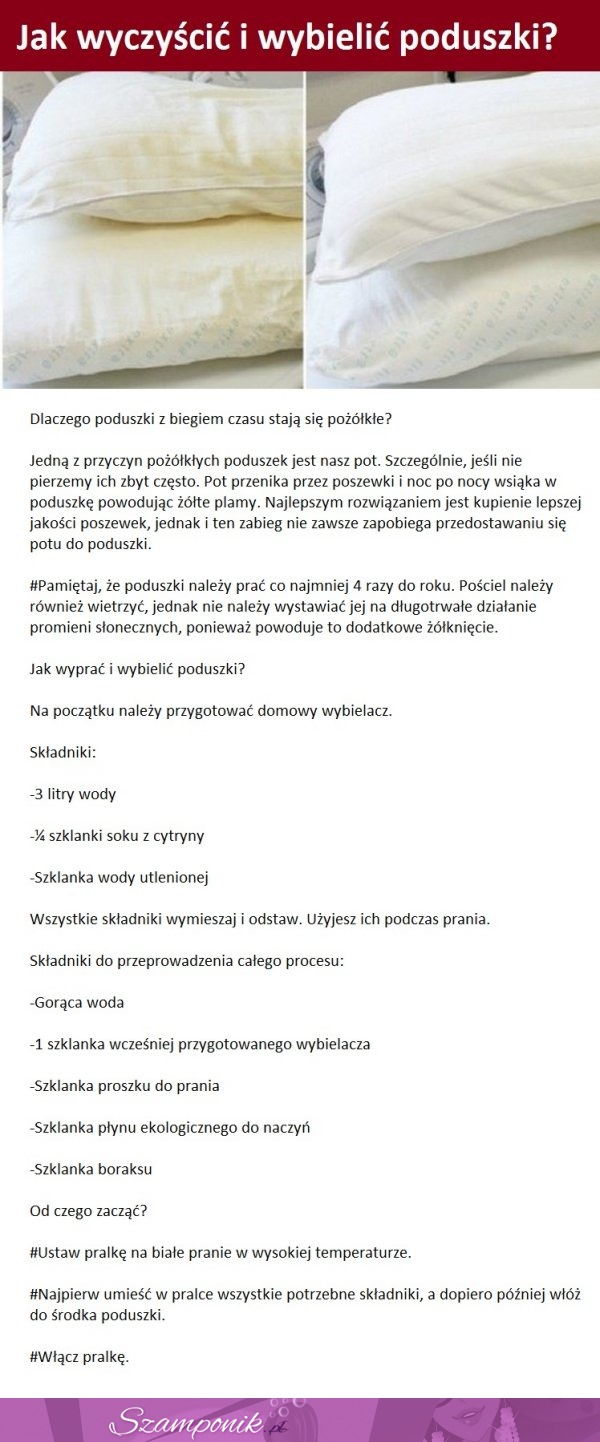 Jak wyczyścić i wybielić poduszki?