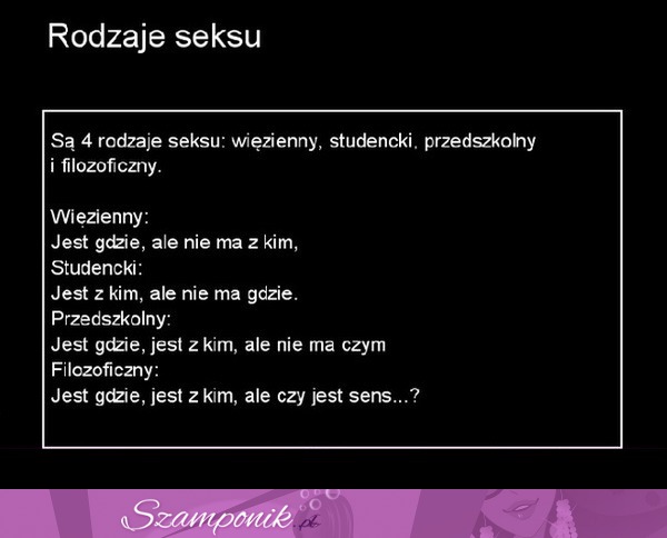 Zobacz cztery rodzaje seksu! Studencki najlepszy!