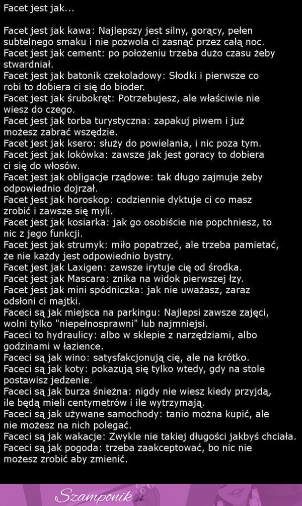 Facet jest jak... kosiarka, strumyk, mascara Zobacz dlaczego! Śmieszne