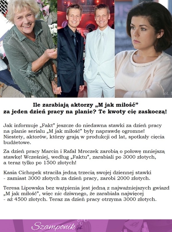 Ile zarabiają aktorzy "M jak miłość" za jeden dzień pracy na planie? Te kwoty Cię zaskoczą!