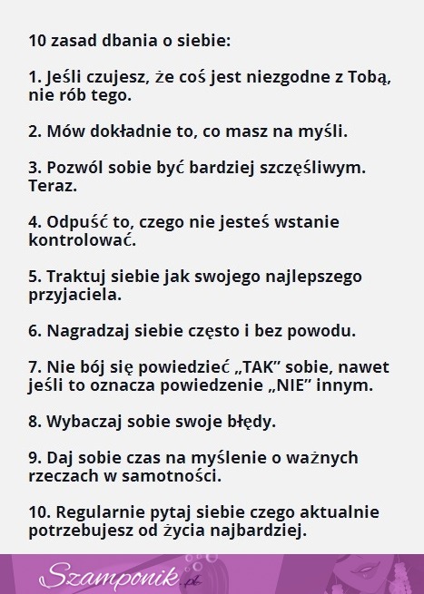 Zasady dbania o siebie- TOP 10