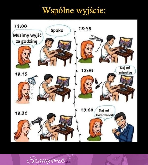 Wspólne wyjście kobiety i mężczyzny. Też tak macie? :D