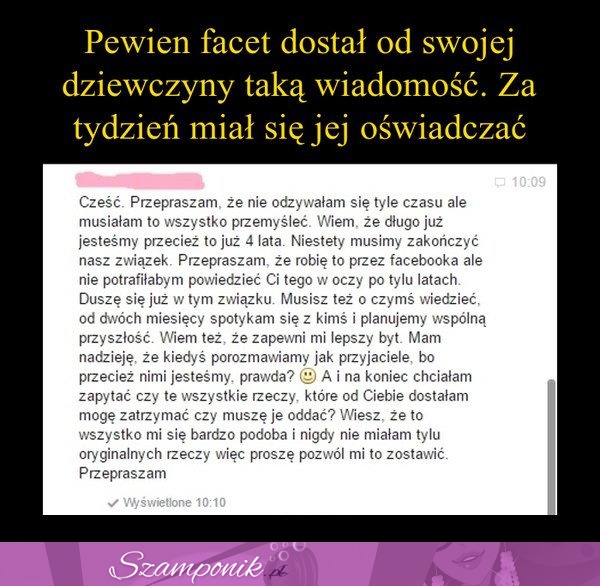 Pewien FACET dostał WIADOMOŚĆ od swojej dziewczyny! A za tydzień miała się JEJ OŚWIADCZYĆ!